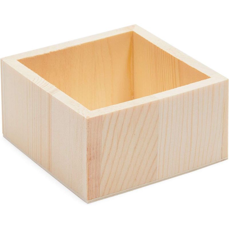 Bright Creations 6 Pack Unfinished Wooden Box Craft Storage Organizer, Planter, Art Supplies (3.7 x 2 in)