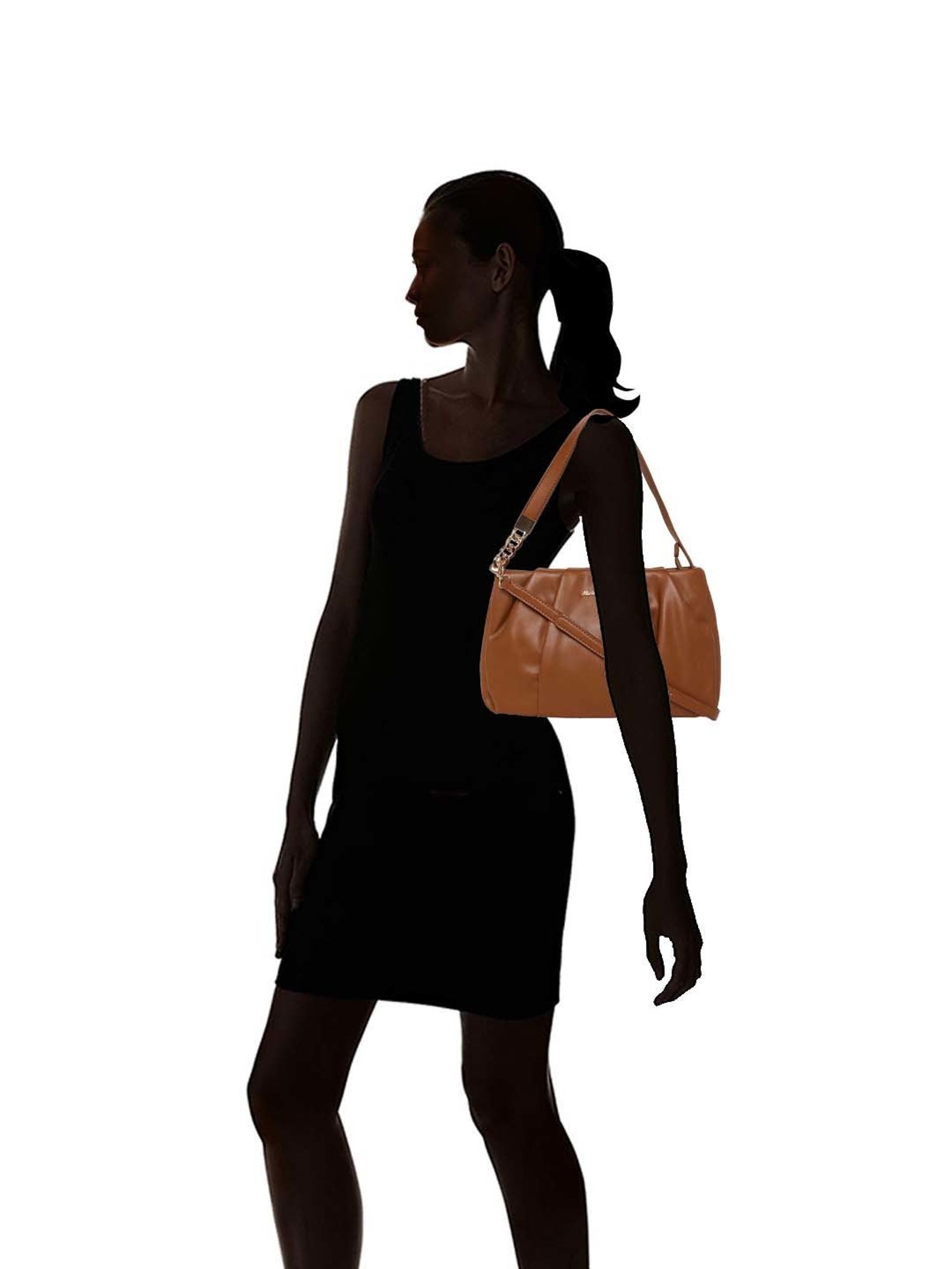 Marina Galanti Brown Textured Medium Baguette Bag