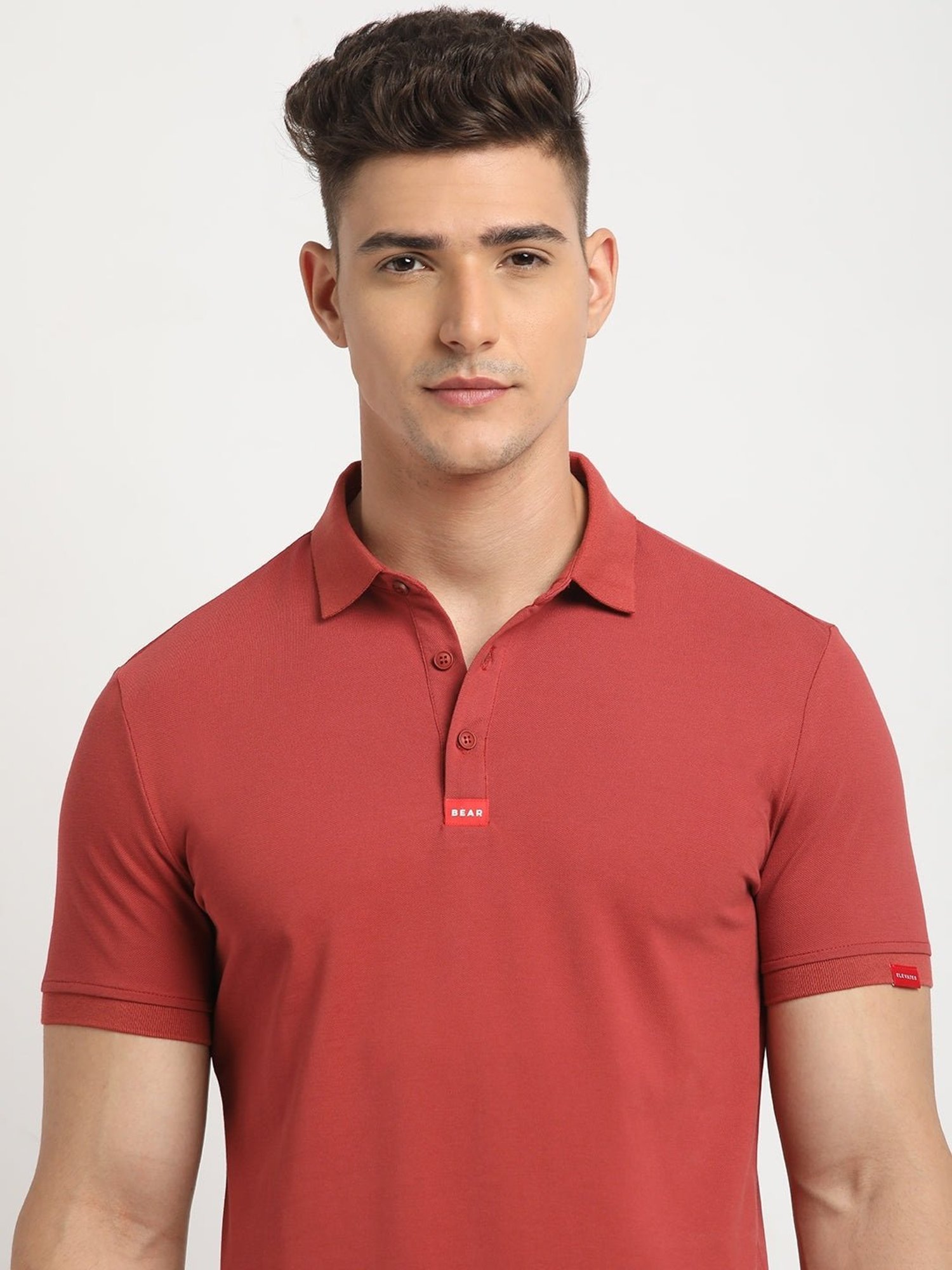The Bear House Red Slim Fit Polo T-Shirt