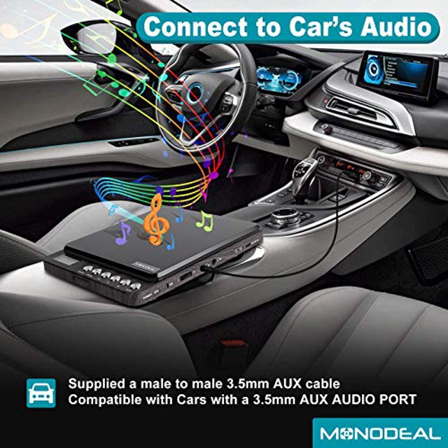 CD Player Portable, MONODEAL Portable Rechargeable CD Player with Dual Headphones Jack, Small Anti-Skip CD Player for Car/Travel/Home Portable, Personal CD Player for Adults Kids (Dark Brown)