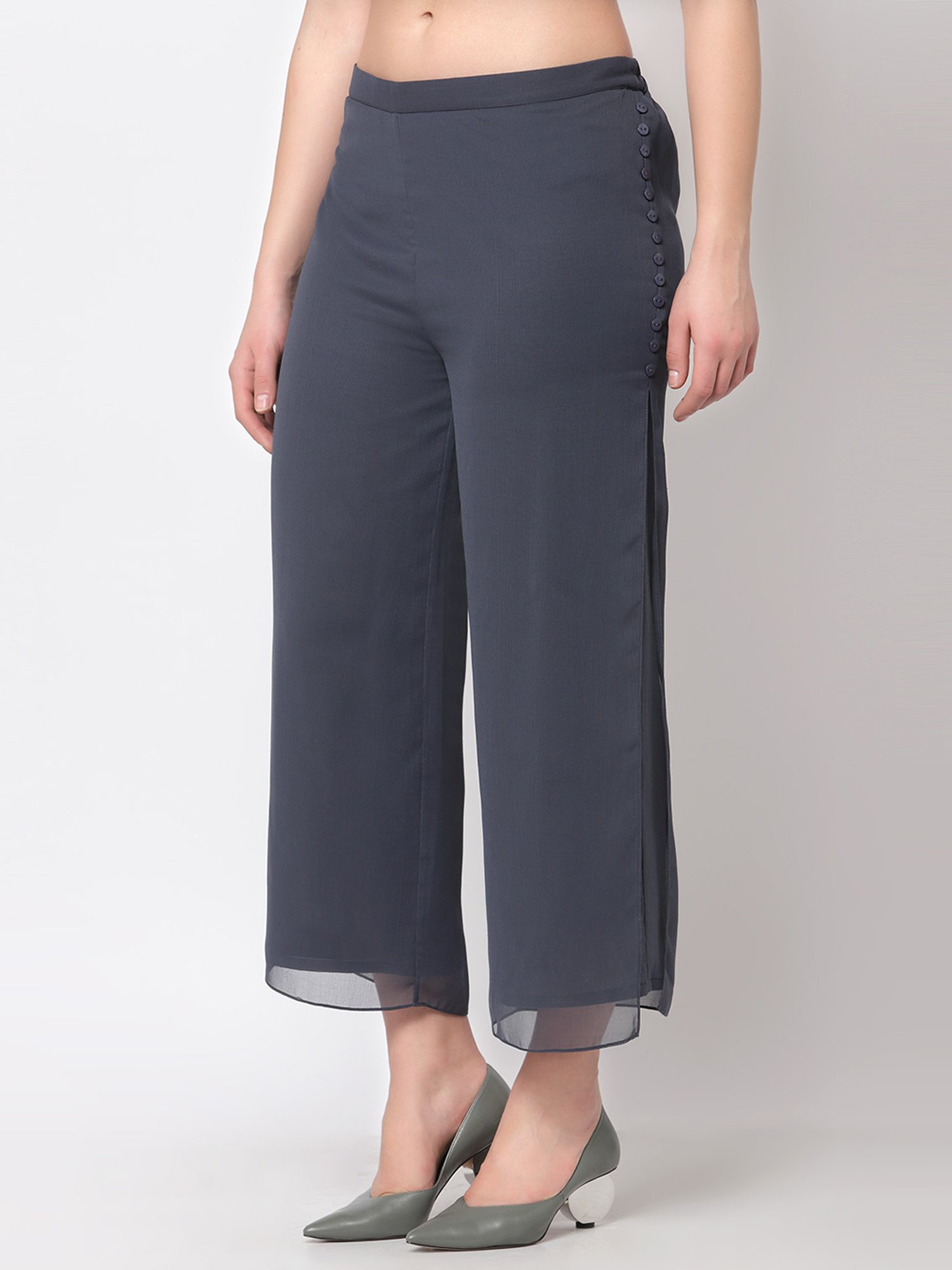 Office & You Blue Straight Fit Palazzos