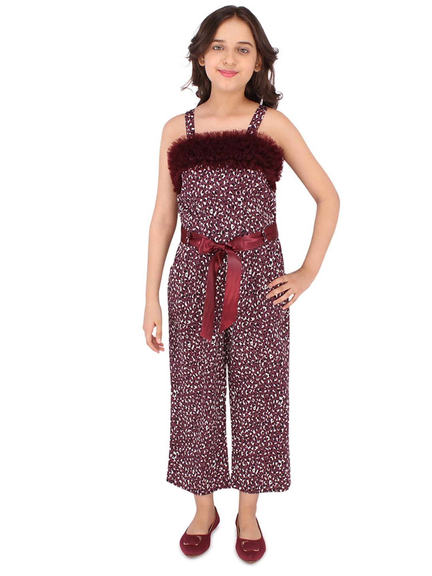 TeenTrums Girls Coral Solid Playsuit