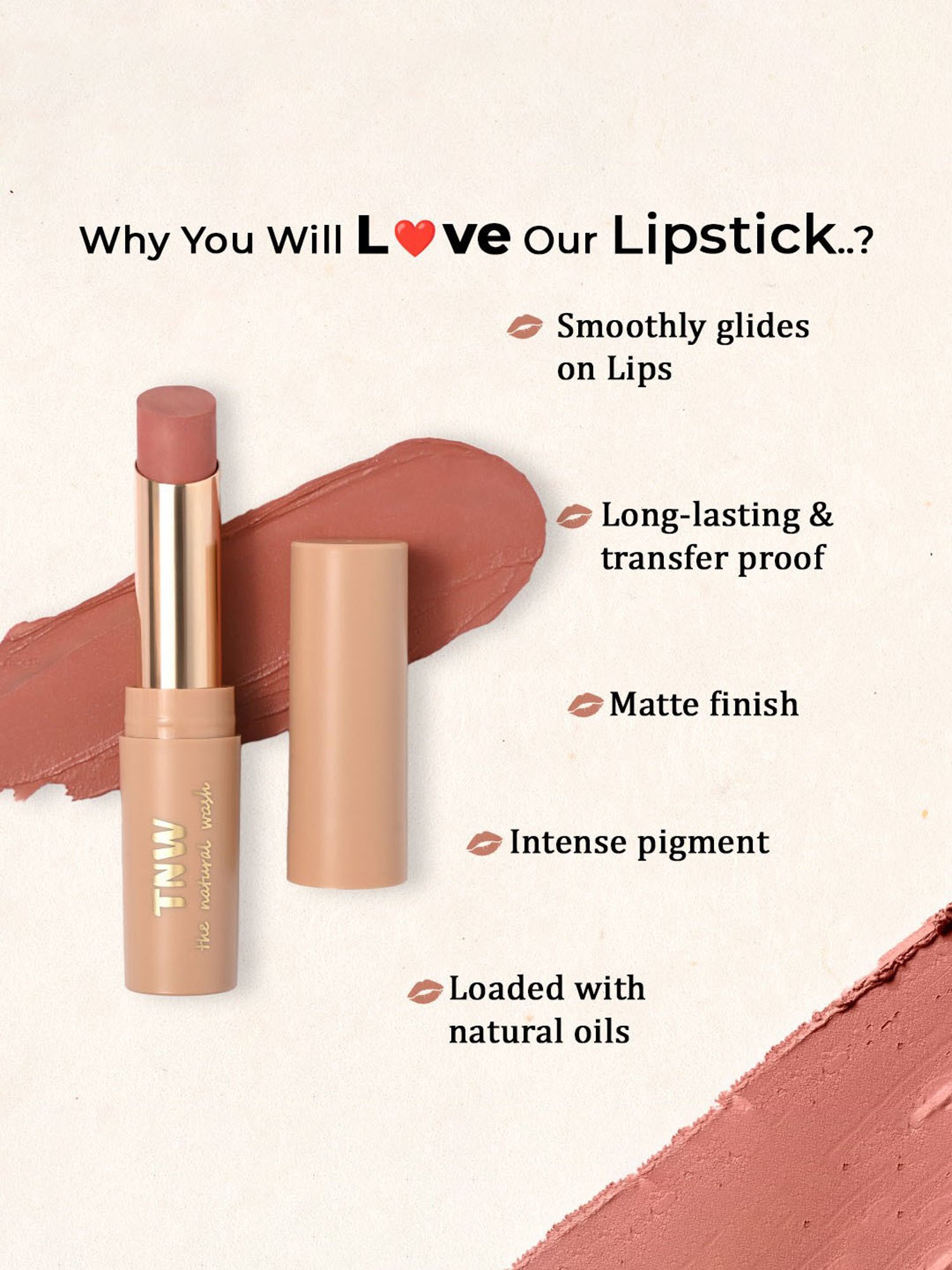 TNW-The Natural Wash Silky Matte Fusion Longstay Lip Color 05 Stardust Rose - 3.5 gm