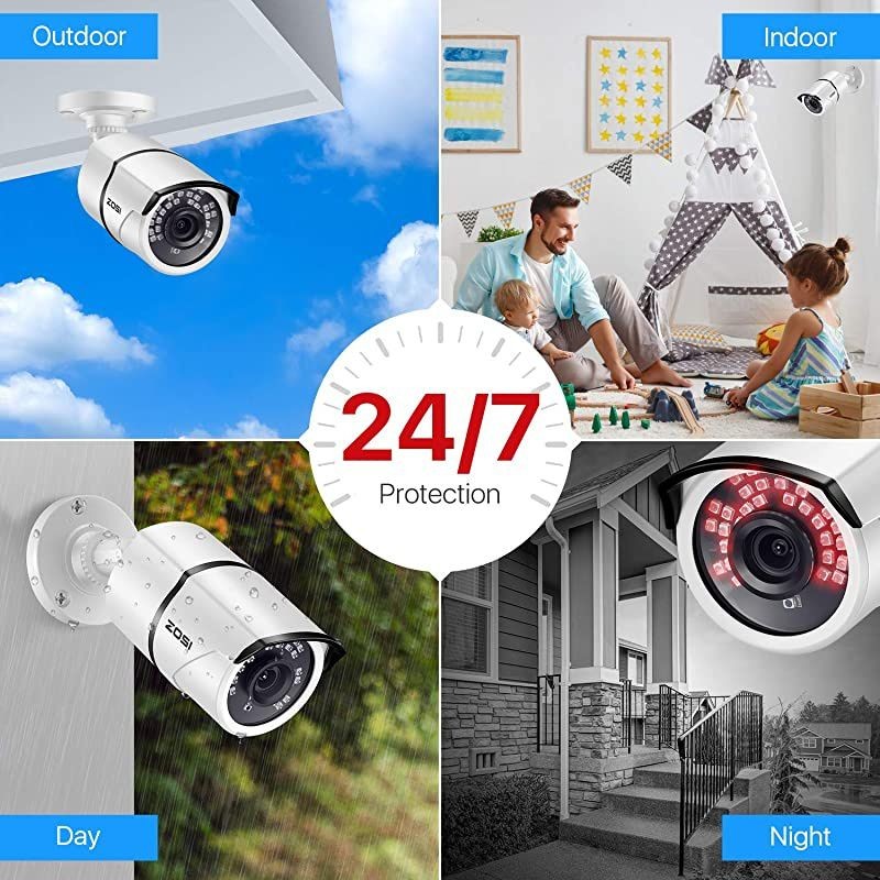 4 Pack 2MP 1080p HD-TVI Home Security Camera Outdoor Indoor 1920TVL,36PCS LEDs,120ft Night Vision, 105&deg;View Angle, Weatherproof Surveillance CCTV Bullet Camera