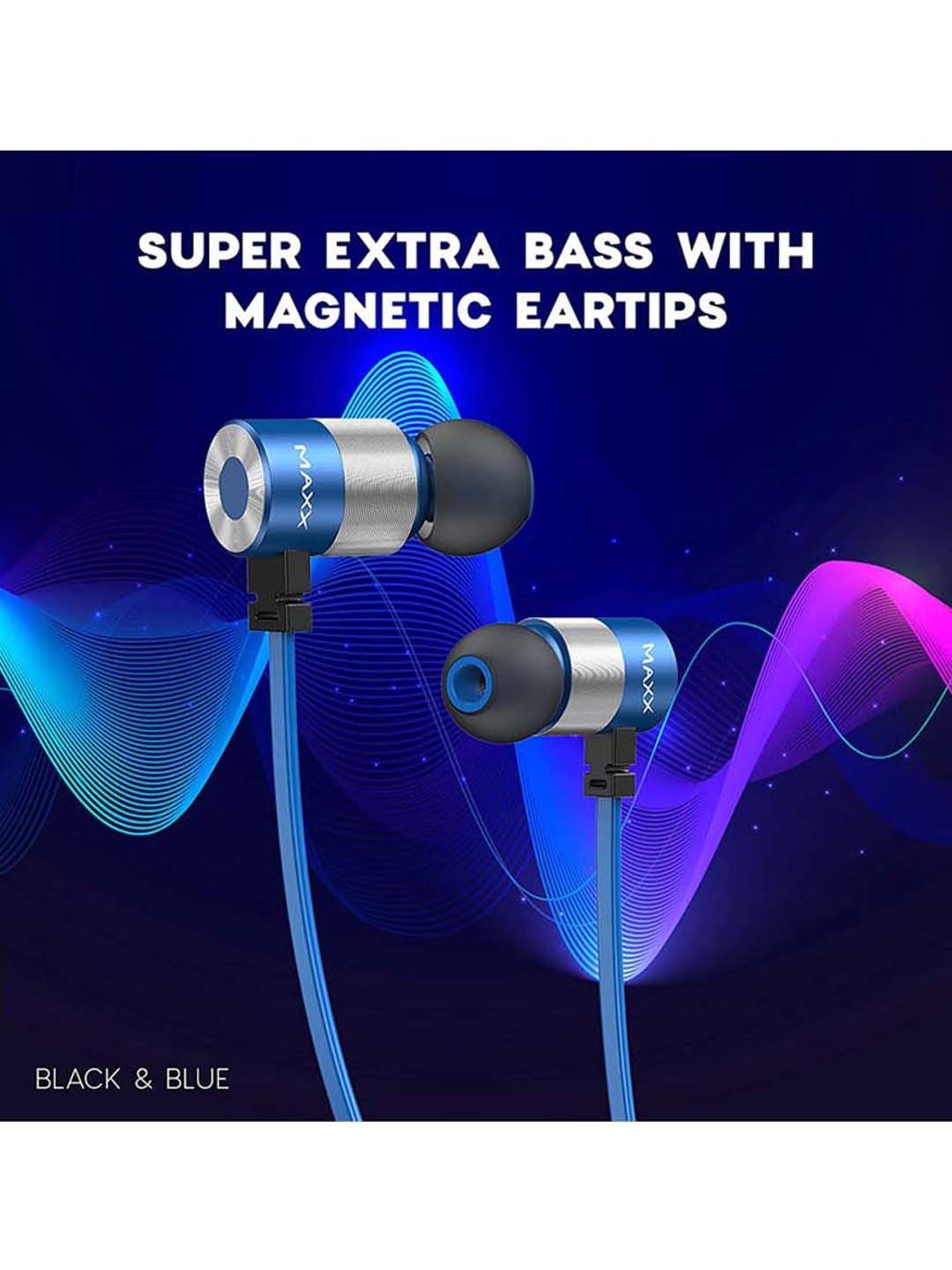 Maxx NX4 Wireless Neckband with Mic (Black/Blue)