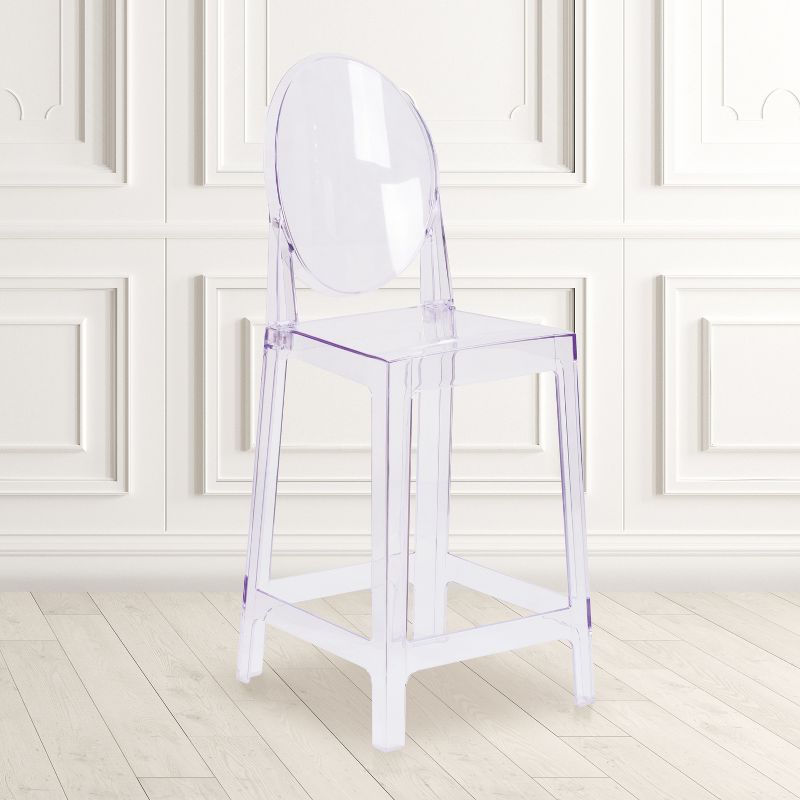 Emma and Oliver Ghost Counter Stool with Oval Back in Transparent Crystal