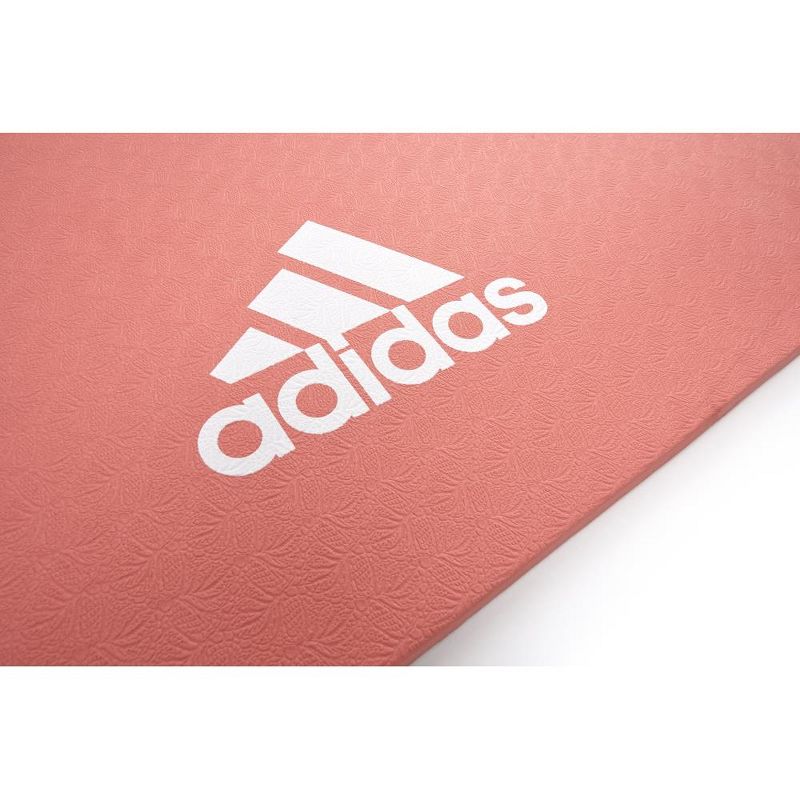 Adidas ADYG-10100PK Universal Exercise Roll Up Slip Resistant Fitness Pilates and Yoga Mat, 8mm Thick, Glow Pink