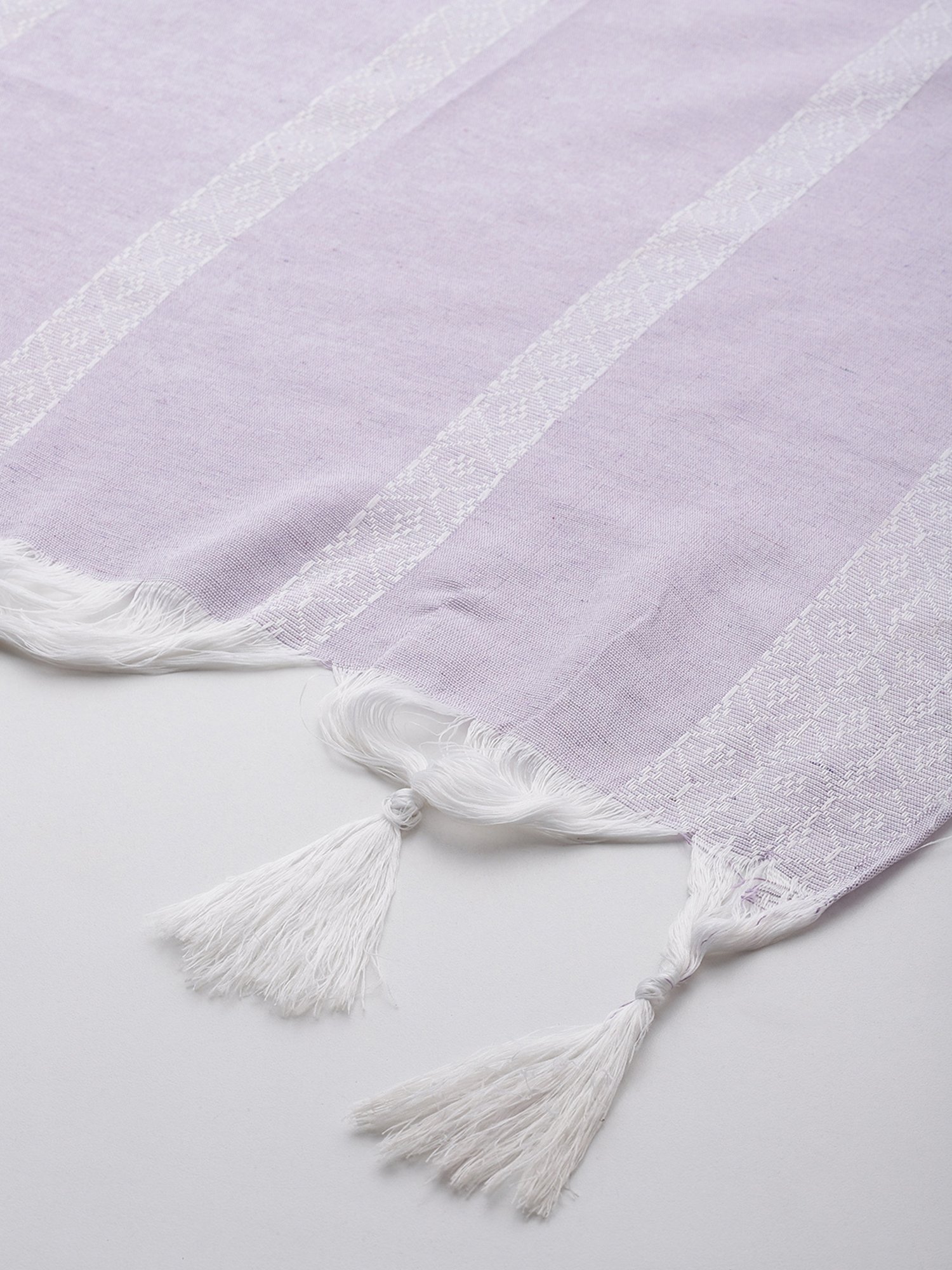 One Femme Purple Cotton Striped Dupatta