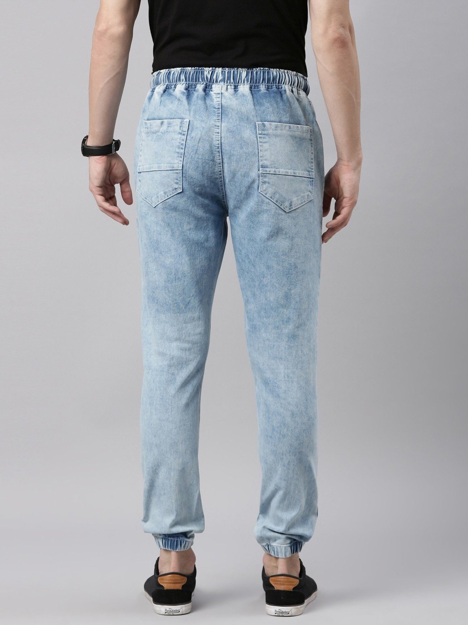 CINOCCI Light Blue Cotton Slim Fit Jogger Jeans