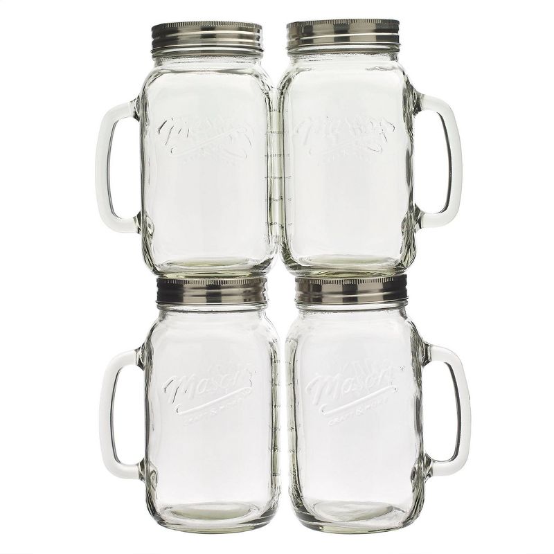 32oz 4pk Glass Drinking Jars with Handles - Mason Craft & More
