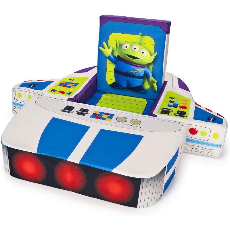 Marshmallow Furniture Children's 5-in-1 Toy Story Buzz Lightyear Transforming Lounging Cushion Plush Chair