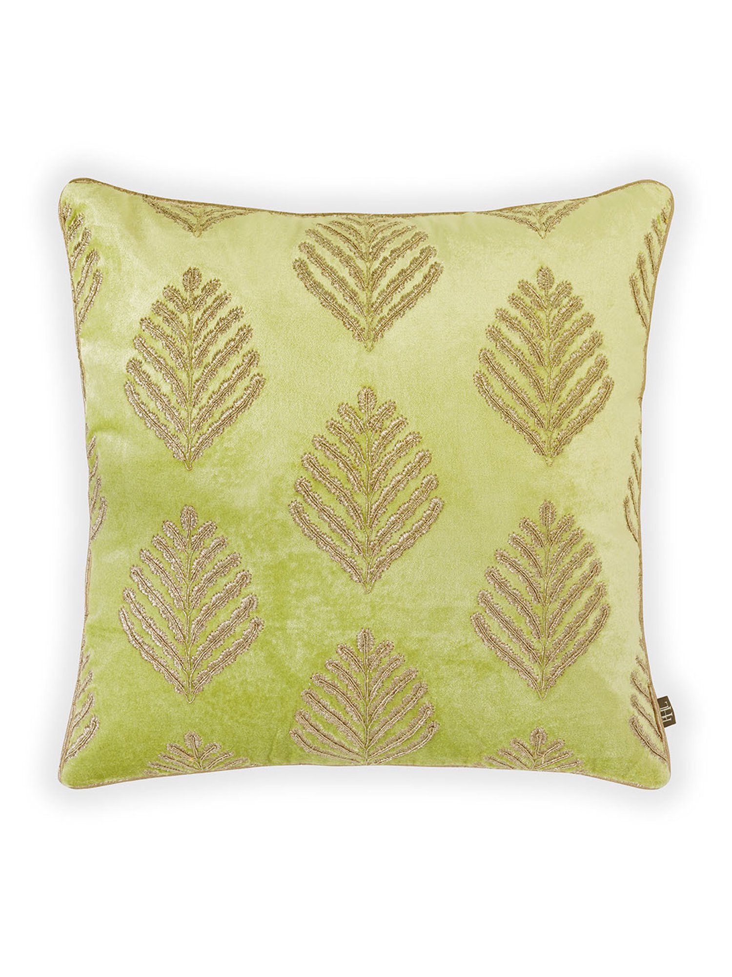 Pure Home and Living Green Cotton Embroidery Cushion Cover