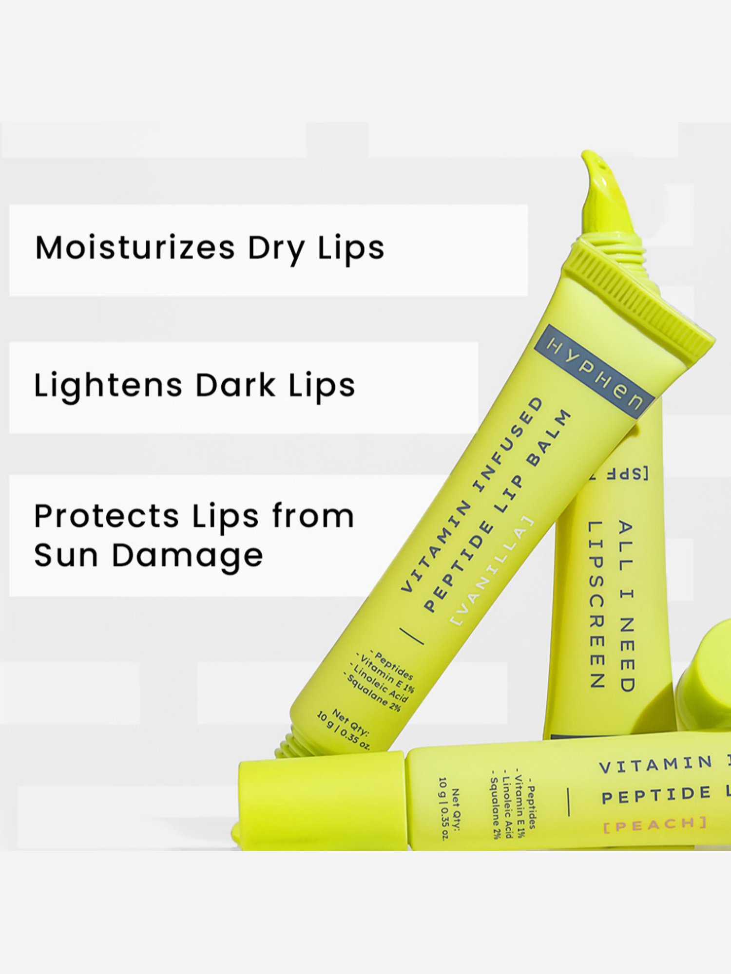 Hyphen Vitamin Infused Lip Balms Peach & Vanilla with All I Need Lipscreen Combo