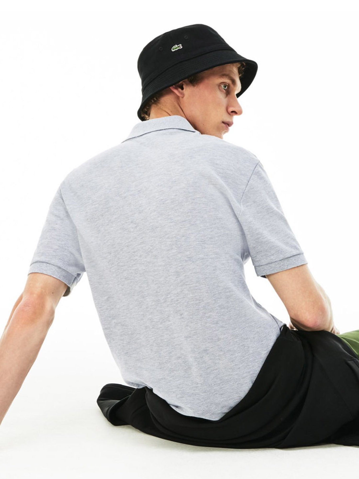 LACOSTE Grey Melange Cotton Slim Fit T-Shirt