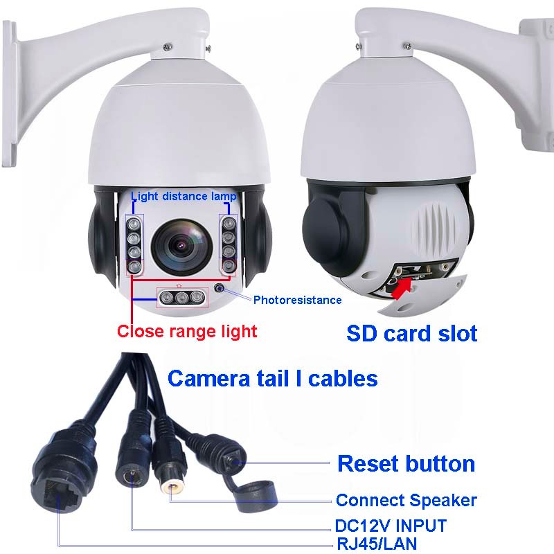 Outdoor Wireless 5MP 30X Zoom Security Camera 4MP humanoid Auto Tracking SONY IMX335 PTZ Speed Dome Super HD IP Camera, Motion Detection Alarm, IP66 Waterproof  build MIC Speaker 128GB SD CARD