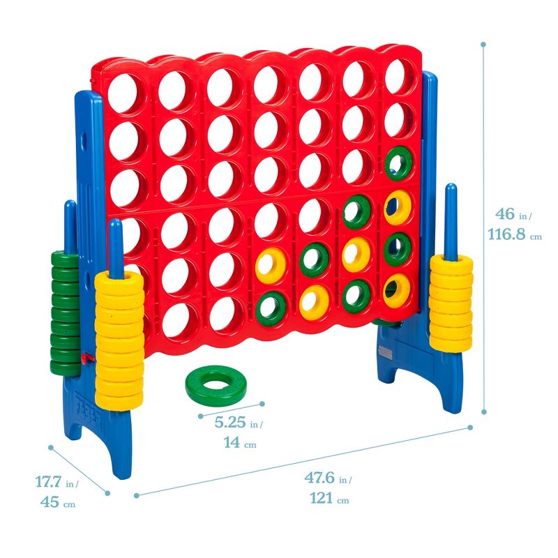 ECR4Kids Jumbo Four-To-Score Giant Game-Indoor/Outdoor 4-In-A-Row Connect - Primary Colors