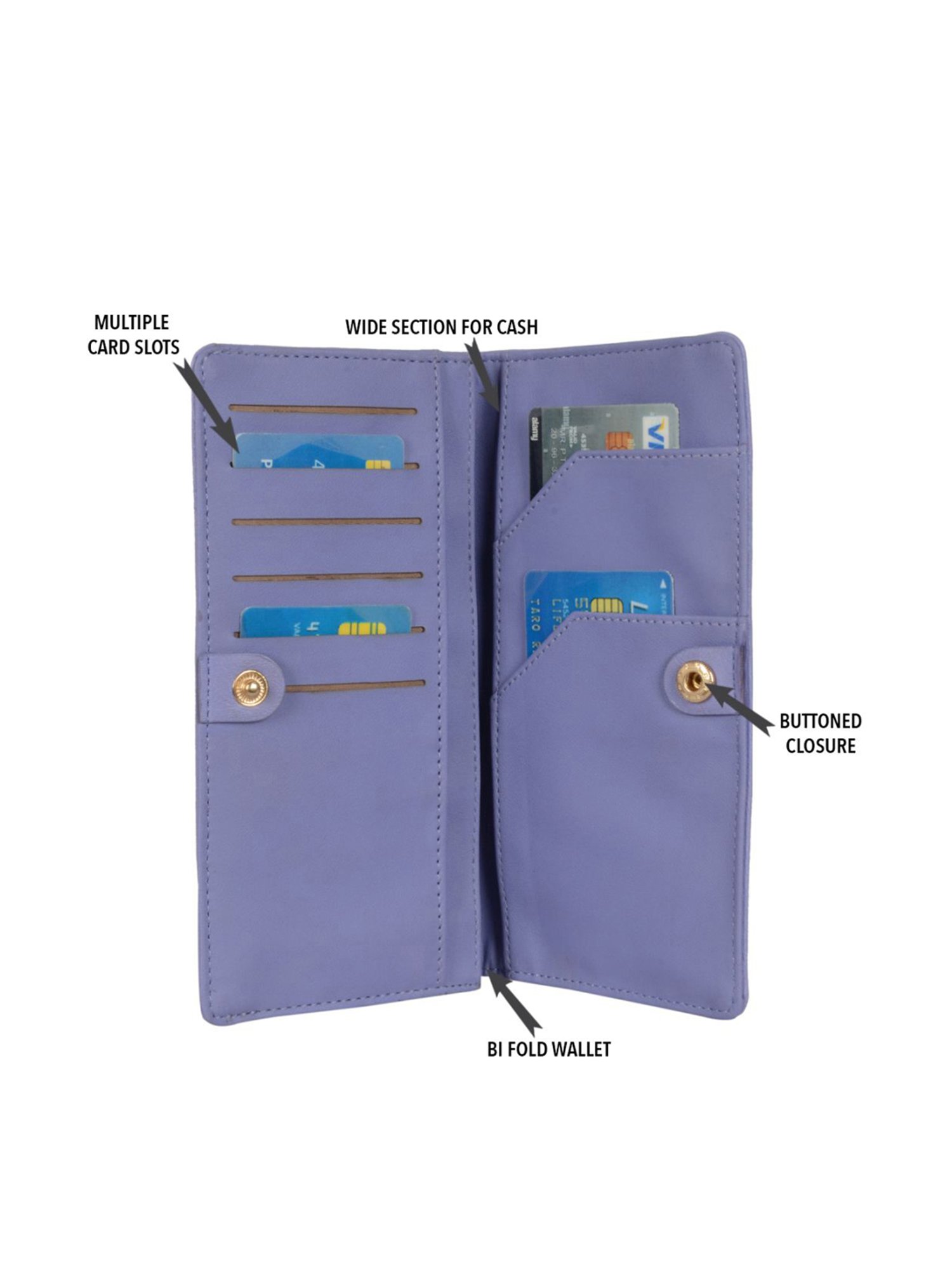 Baggit Purple Solid Bi-Fold Wallet for Women