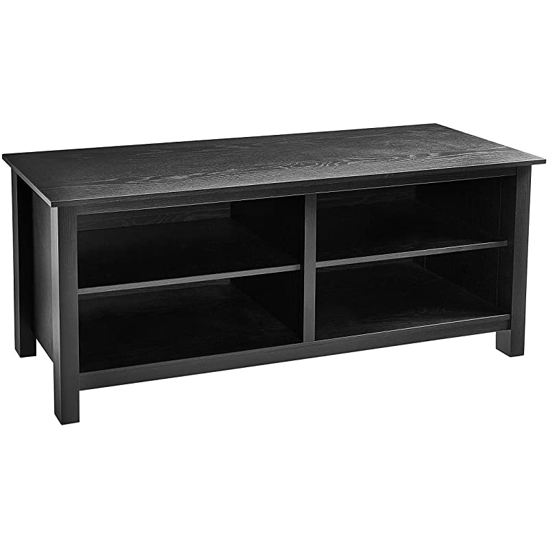TV Stand Storage Media Console for TV's up to 65 Inches 58" with 4 Storage Shelves, Midnight Black