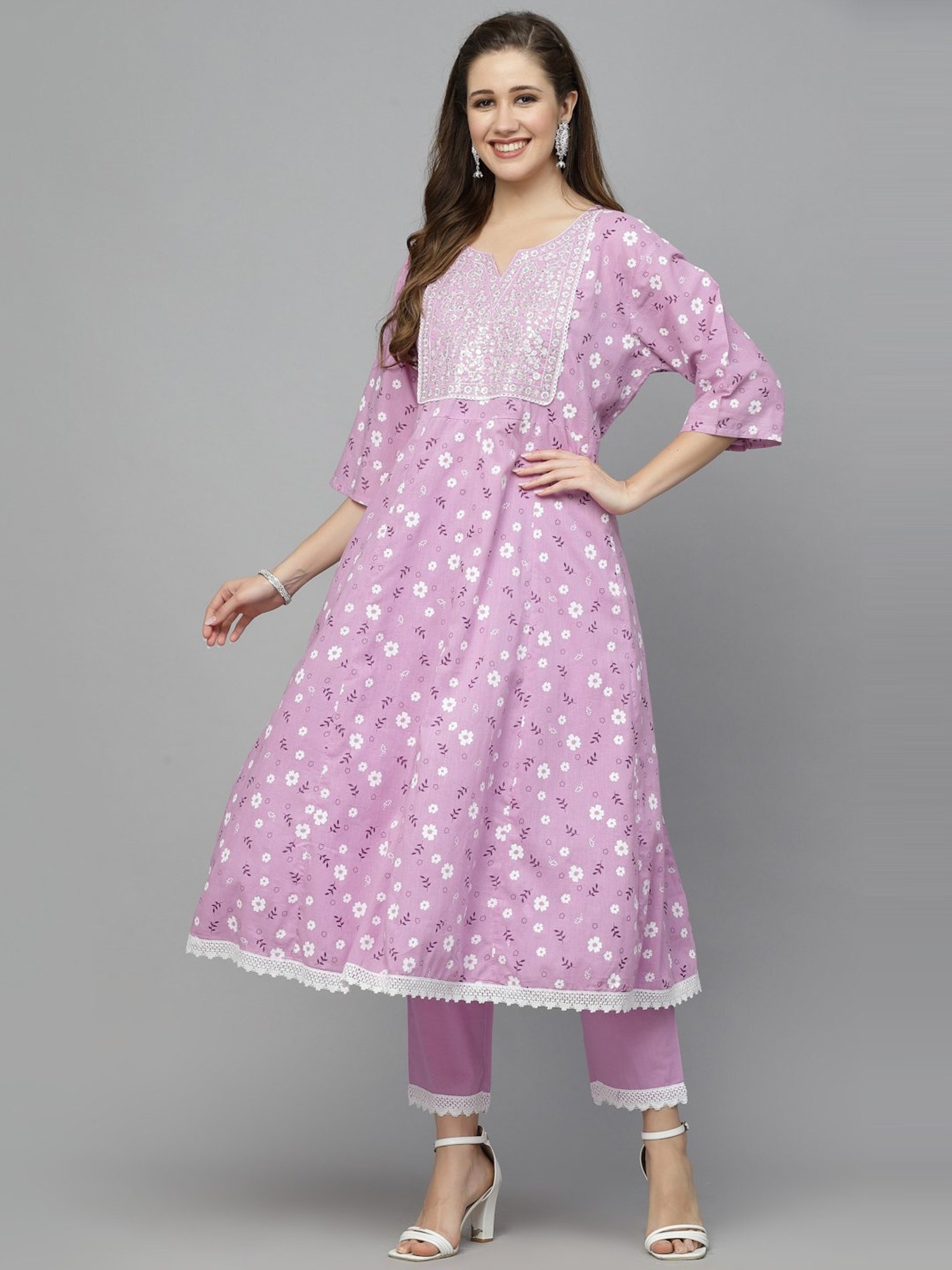 Stylum Purple Embroidered Kurta Pant Set With Dupatta