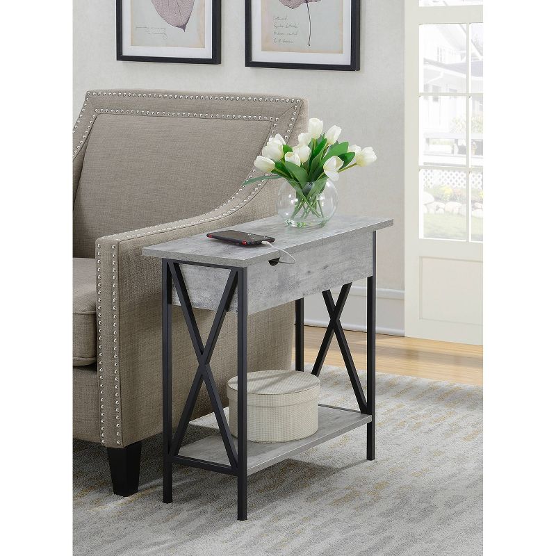 Tucson Flip Top End Table with Charging Station Faux Birch - Breighton Home