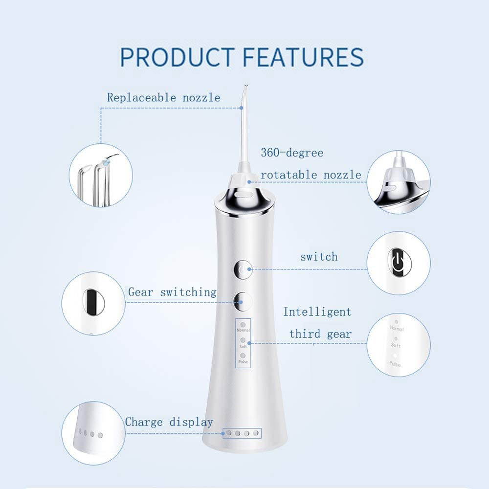 Cordless Water Flosser Professional Teeth Dental Oral Irrigator IPX7 Waterproof, 3 Modes 4 Jets Water Flosser Teeth Cleaner for Home and Travel