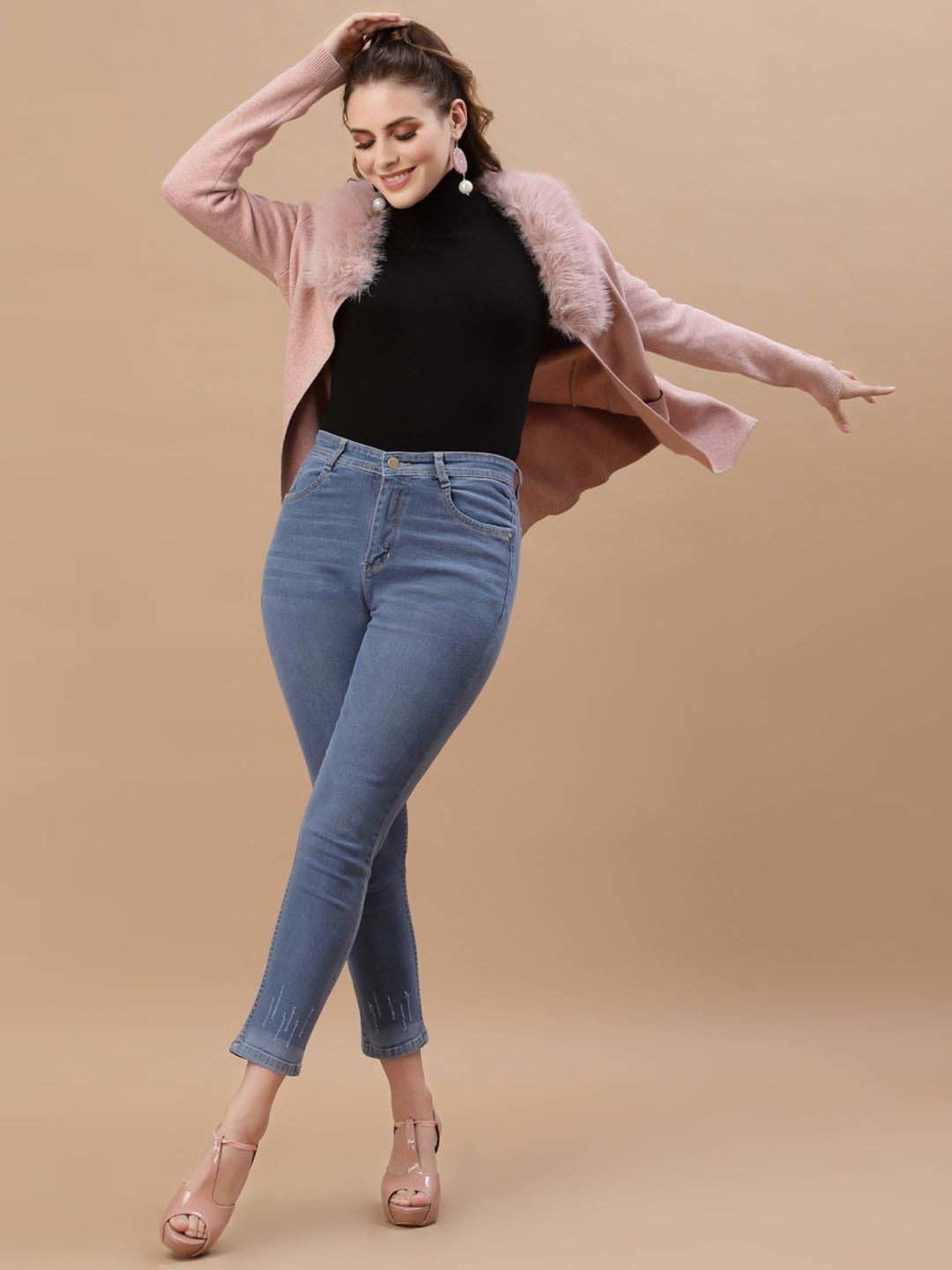 Mafadeny Peach Plain Shrug
