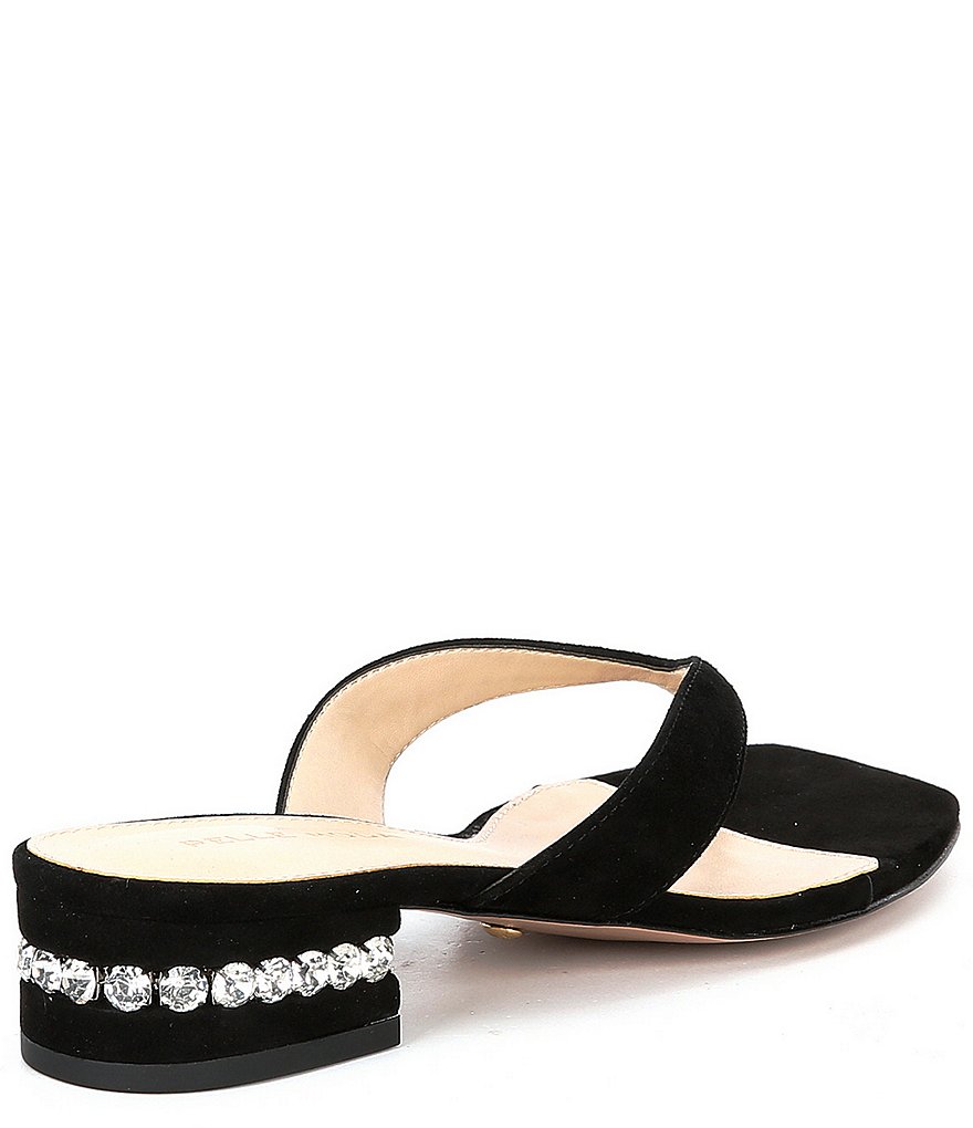 Pelle Moda Niall Suede Crystal Heel Thong Sandals