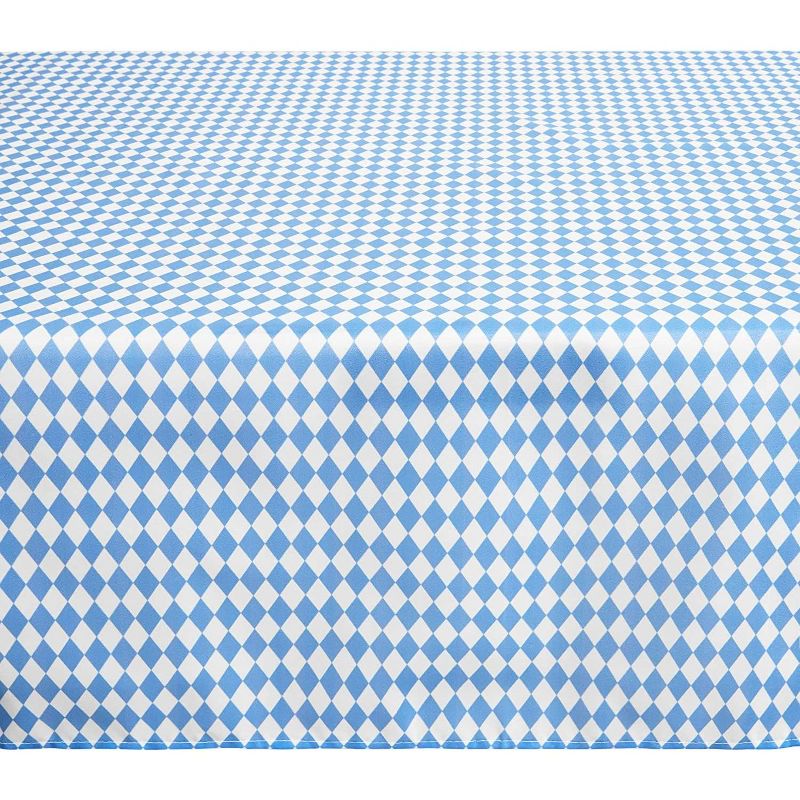 Juvale Blue & White Argyle Checkered Dining Tablecloth Table Cover, 54 x 108 in