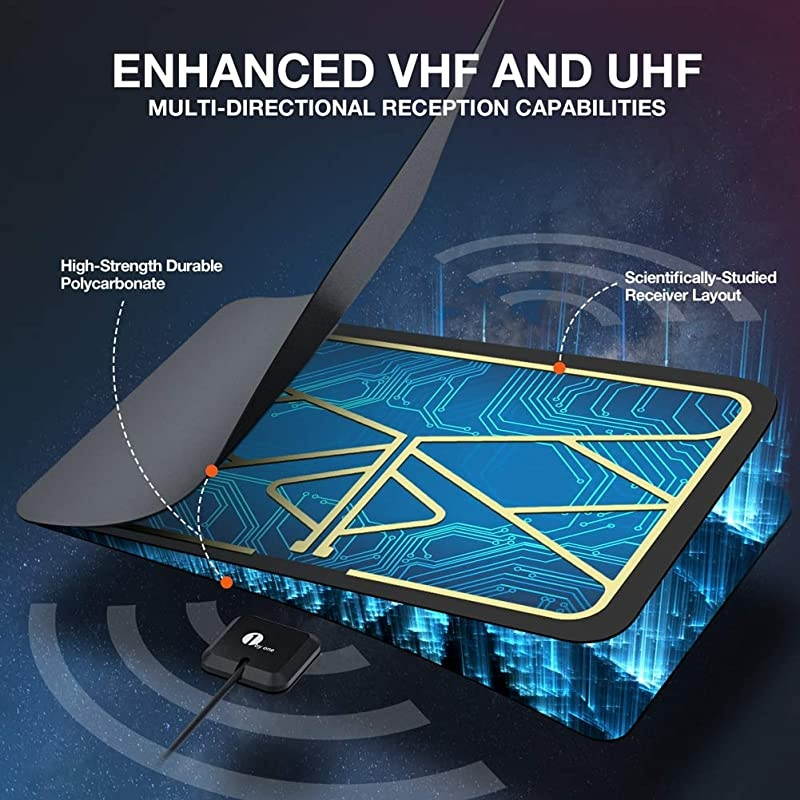 HD Digital TV Antenna - Support 4K 1080p and All Older TV's - Indoor Smart Switch Amplifier Signal Booster - Coax HDTV Cable/AC Adapter