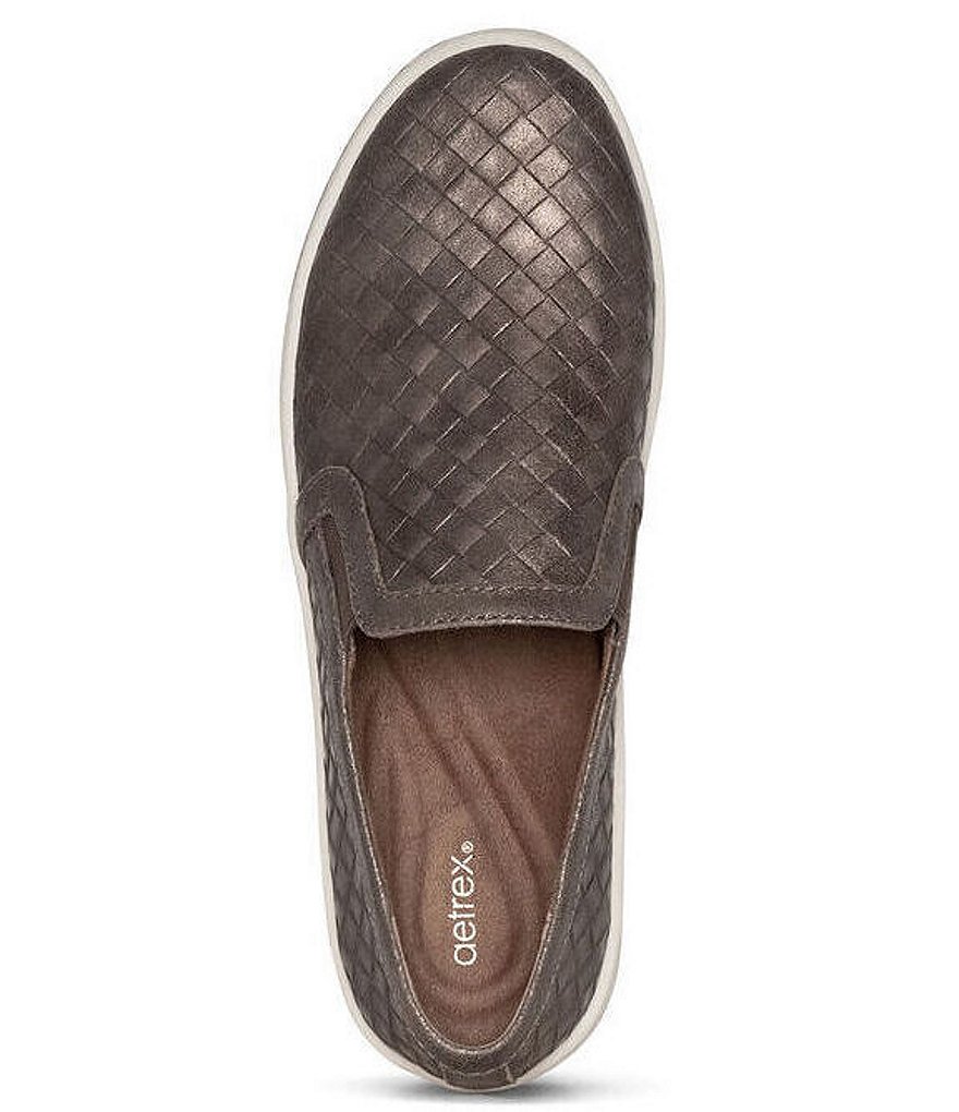 Aetrex Kenzie Woven Embossed Leather Slip-Ons