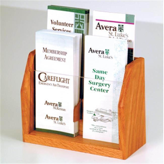 Wooden Mallet Countertop 4 Pocket Brochure Holder Display Rack Medium Oak