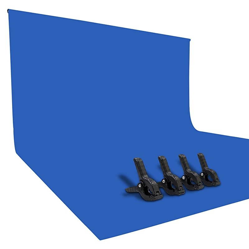 9X15ft Blue Background with 4 Clips Muslin BackdropPhoto StudioCollapsible High Density Screen for Video Photography and Television