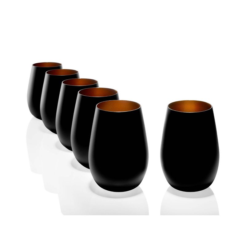 16.5oz 6pk Glass Olympia Tumbler Drinkware Set Black/Bronze - Stolzle Lausitz