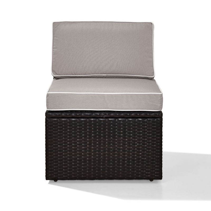 Crosley KO70090BR-GY Palm Harbor Outdoor Wicker Center Chair with Grey Cushions - Brown