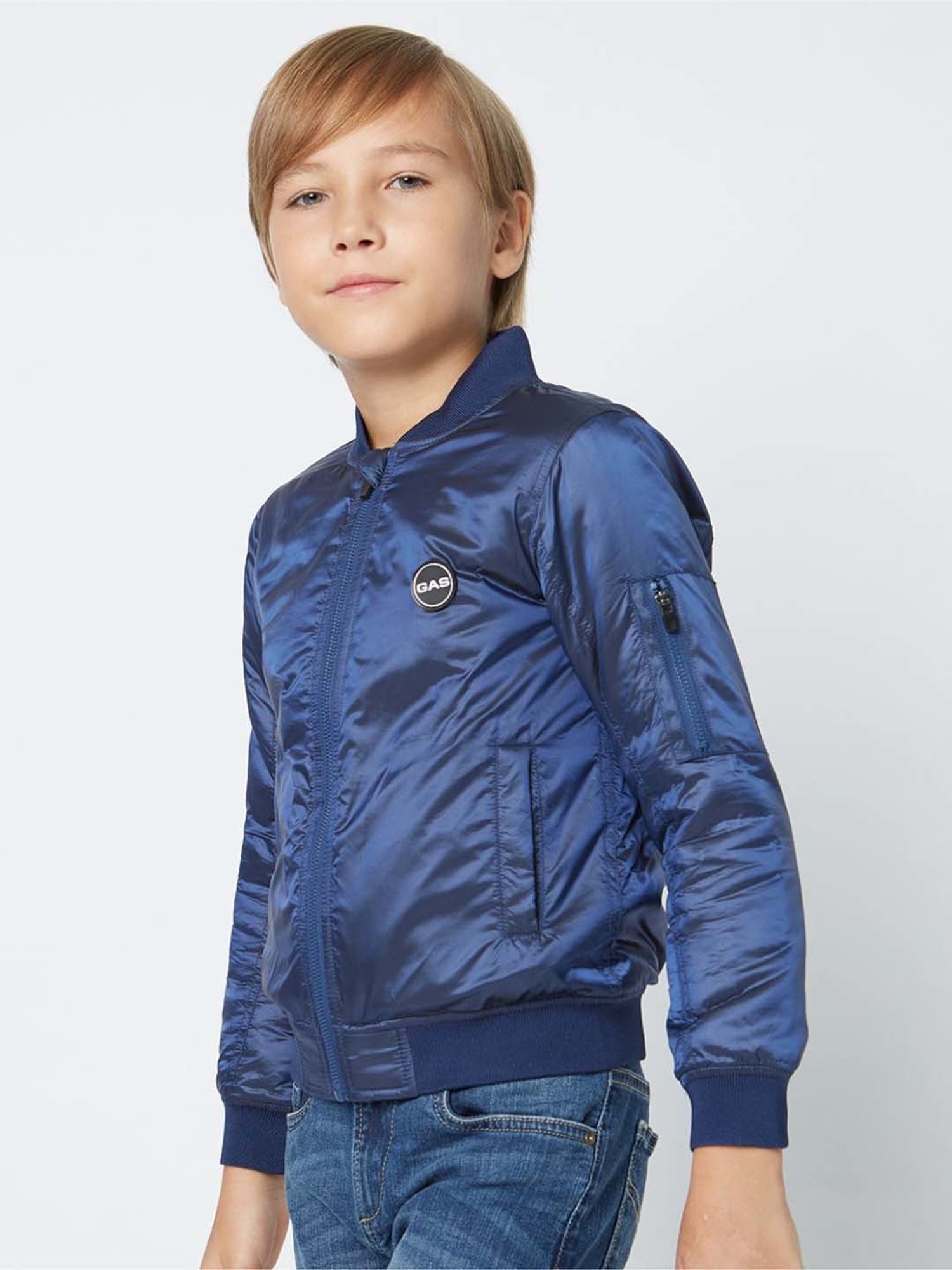 Gas Kids Blue Regular Fit Full Sleeves Bomber Jacket