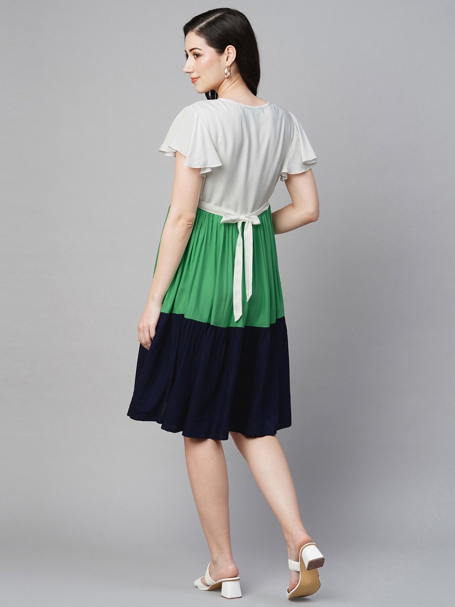 MomToBe Multicolored Color-Block Maternity Dress