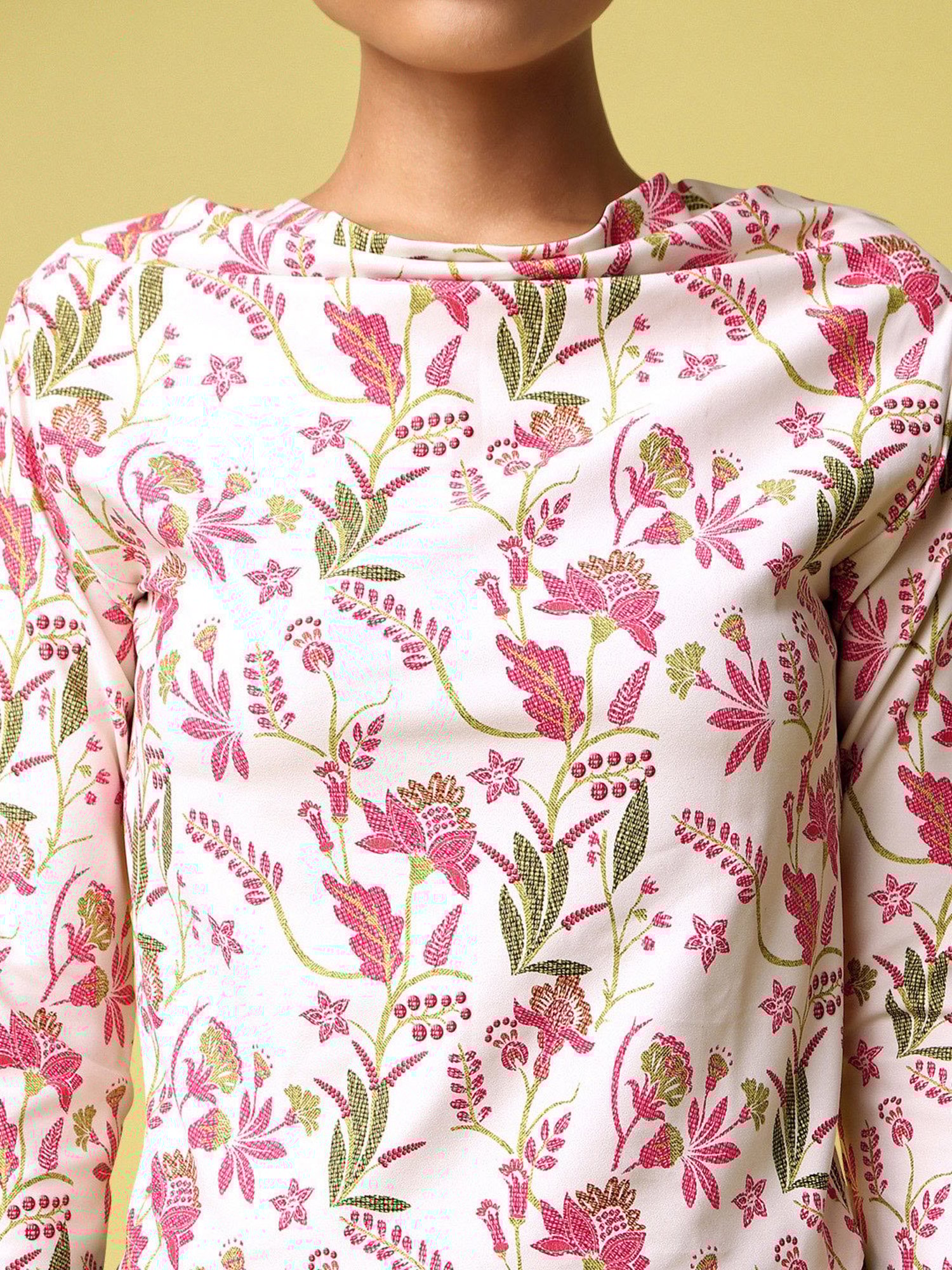 PURVAJA Beige Floral Print Top