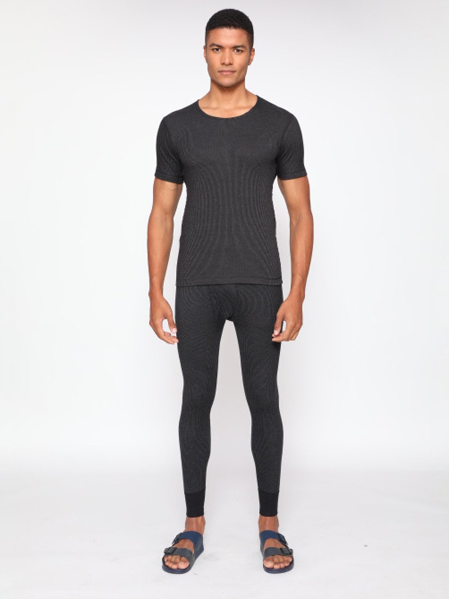 Sporto Black Striped Thermal Set