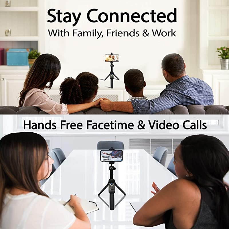 Portable 48" Selfie Stick & Tripod, Extendable, Bluetooth Remote, All in One, Lightweight Aluminum, Photos, Video, TIK Tok, Compatible with iPhone 12,11/Xs MAX/XR/XS/X, Galaxy S10/S9/S9