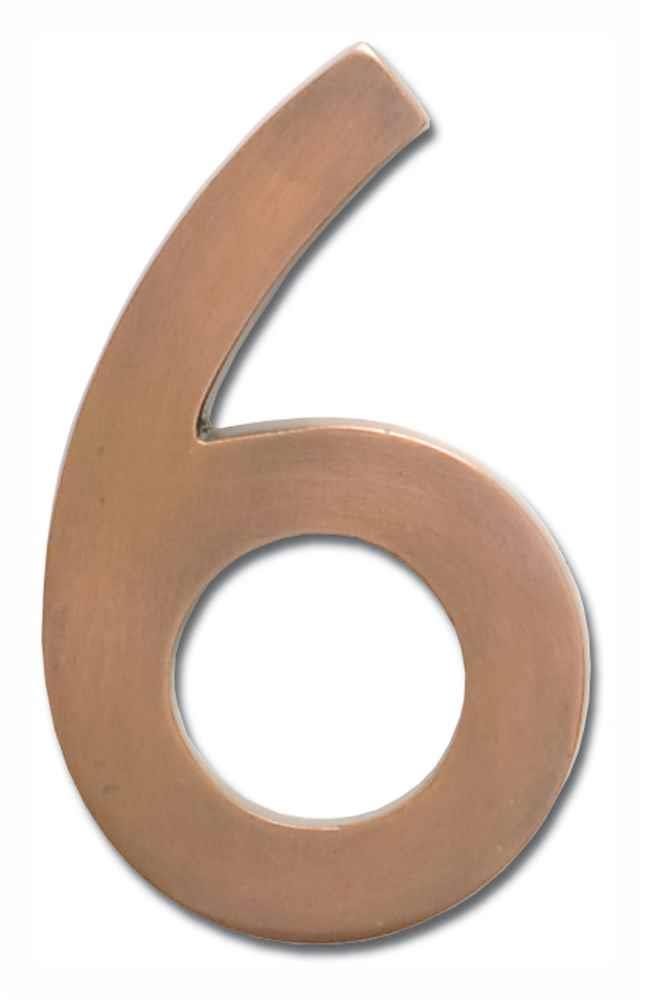 Architectural Mailboxes 3582AC Number 6 Solid Cast Brass 4 inch Floating House Number Antique Copper "6"
