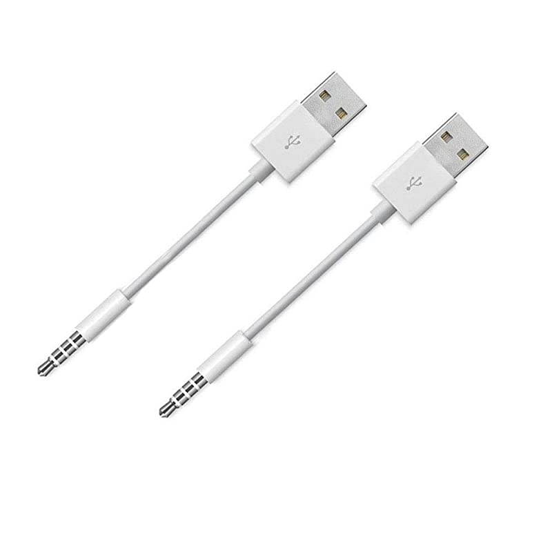 USB Date Cable Replacement for iPod Shuffle Charger Cable2Pack 35mm JackPlug to USB Power Charger Sync Data Transfer Cable for iPod Shuffle 3rd 4th 5th 67 Gen MP3