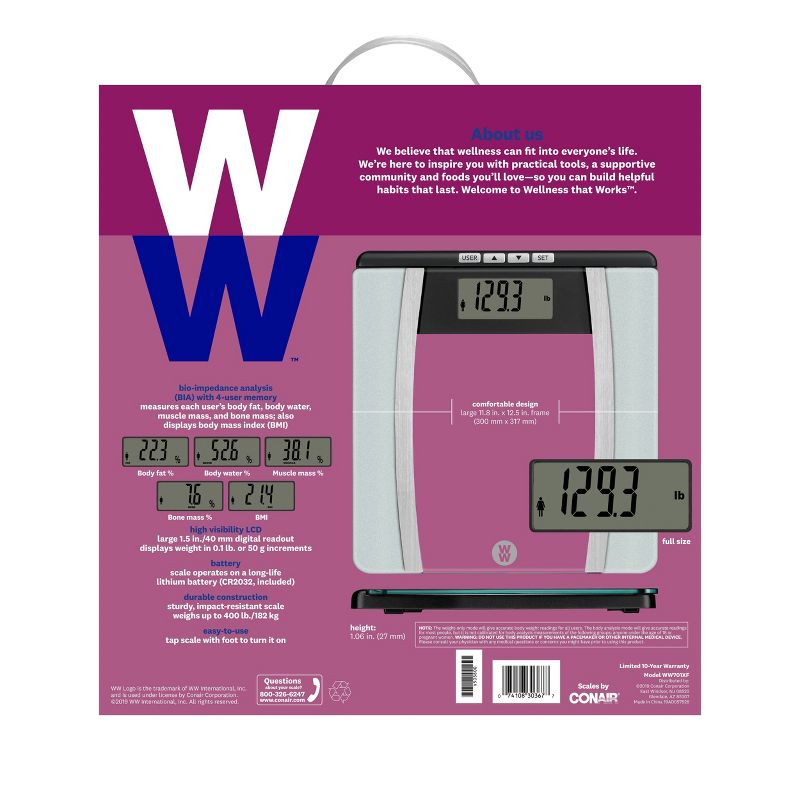 Body Analysis Glass Scale Silver - Weight Watchers