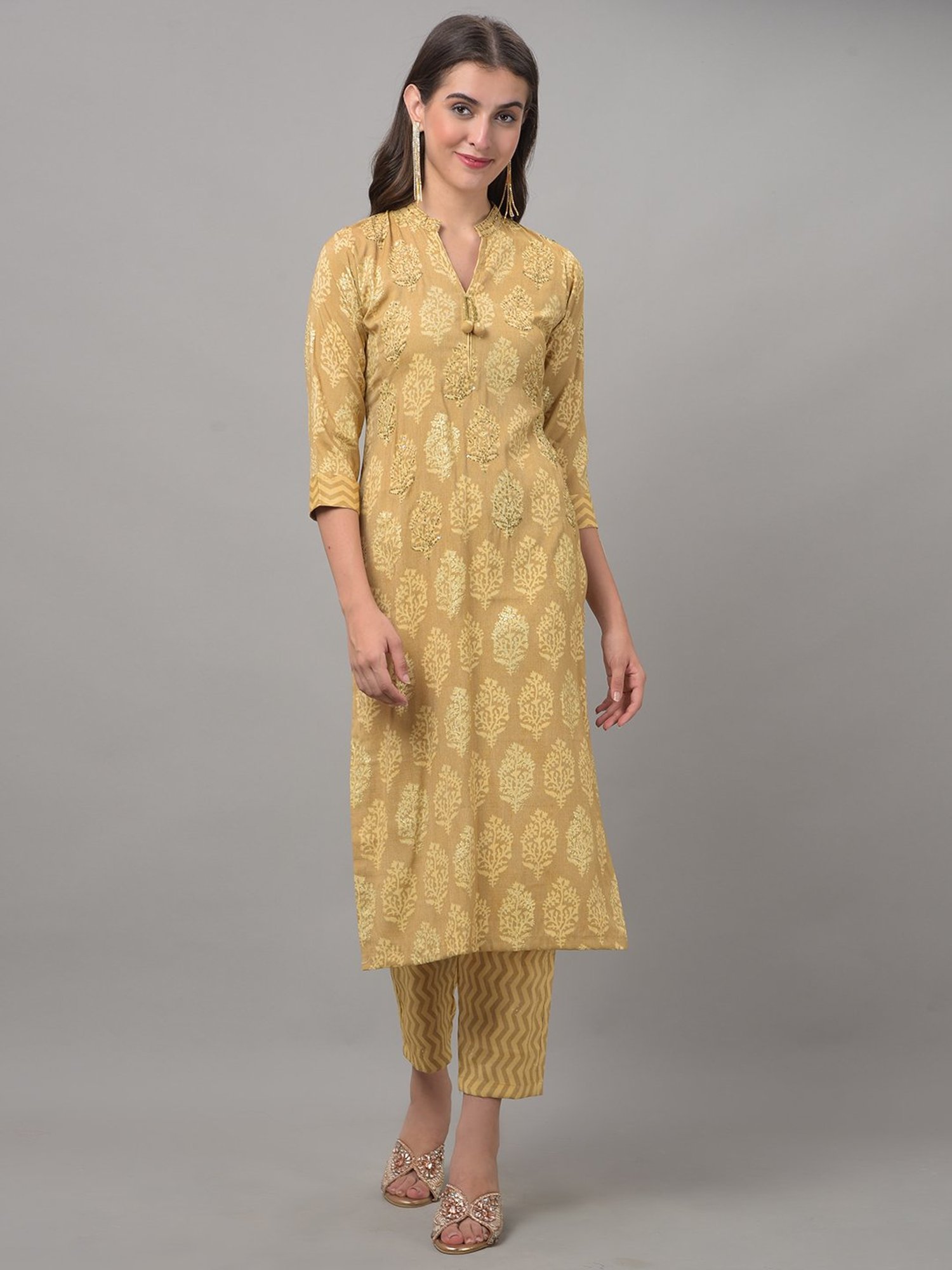 Dollar Missy Beige Embellished Kurta With Pants