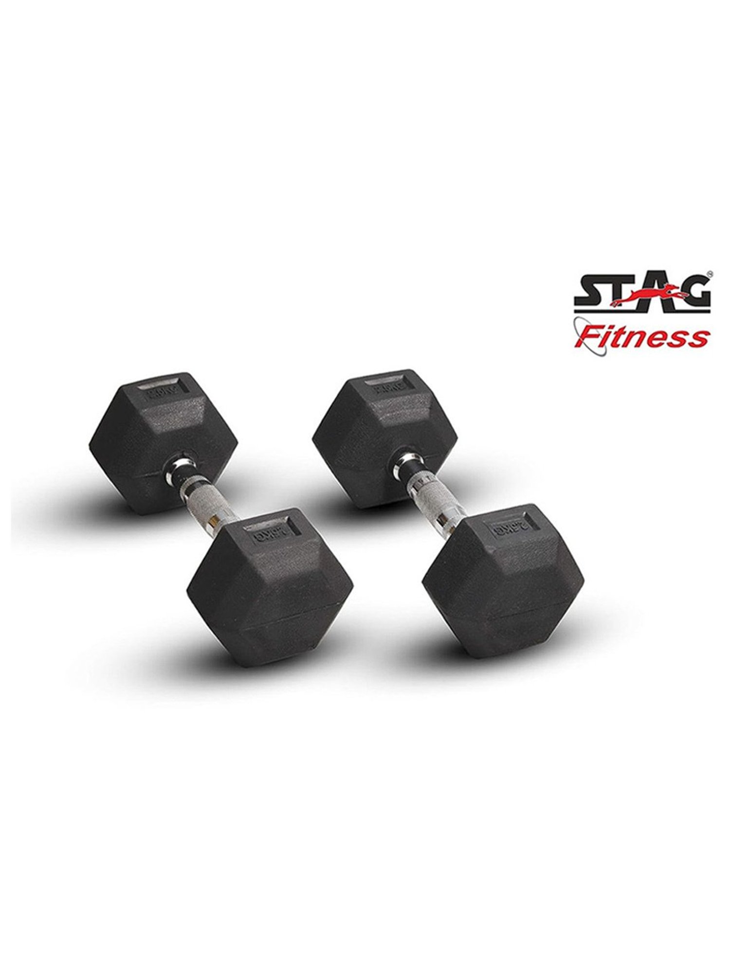 Stag Global Set of 2 Hexagonal Fixed Dumbbells (Black) Size - 10X30
