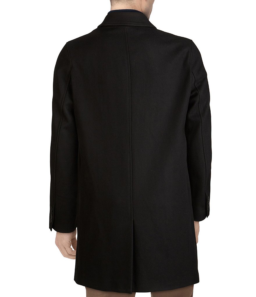 Cole Haan Melton Stand-Collar Button Front Wool-Blend Coat