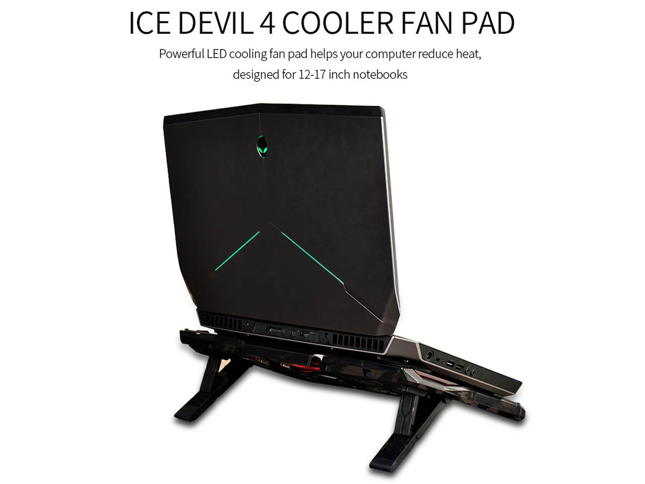 CoolCold 5 Fans 2 USB Laptop Cooling Pad Adjustable Notebook Holder High Speed Cooler for Macbook air/pro 12"13"14"15.6"17.3"