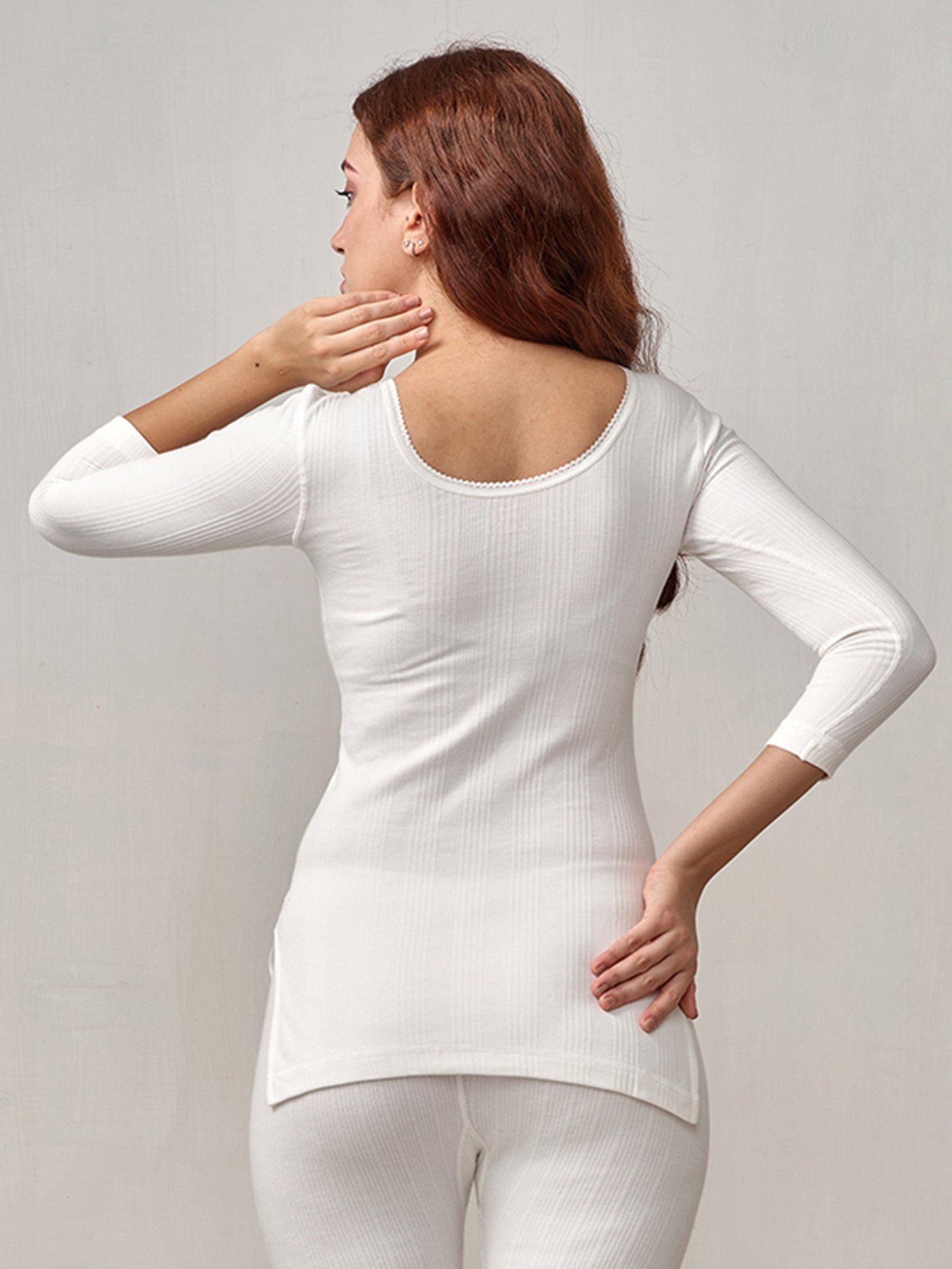 LUX Inferno Off-White Striped Thermal Top