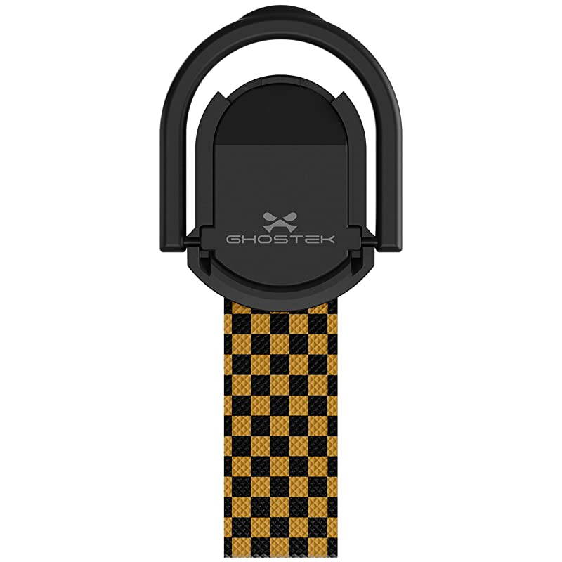 Loop Magnetic Cell Phone Finger Holder Strap with Flexible Grip Kickstand Perfect for iPhone 11 11 Pro 11 Pro Max Galaxy Note 10 Note 10 Plus S10+ S10e S10 Pixel 4 Checked Yellow