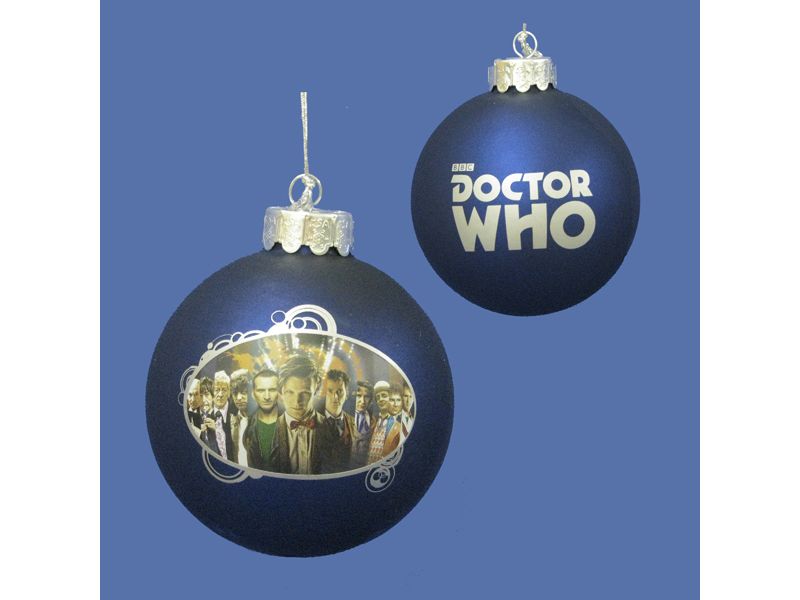 Kurt S. Adler 3.25" Doctor Who "The Many Faces of the Doctor" Glass Disc Christmas Ornament - Blue/Silver
