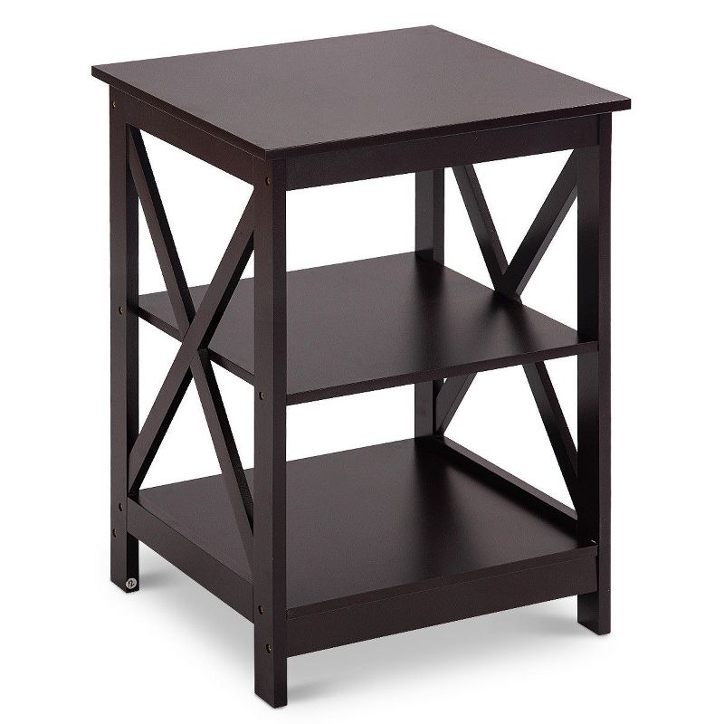 Costway 3-Tier Nightstand End Table Storage Display Shelf Living Room Furni Espresso NEW